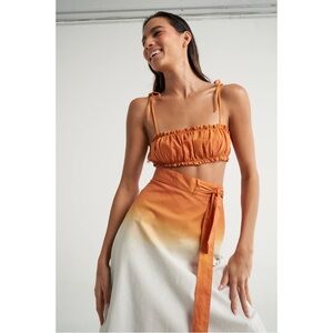 Anthropologie SIGAL Wrap Circle Skirt with Ruched Bandeau Top set in orange - L